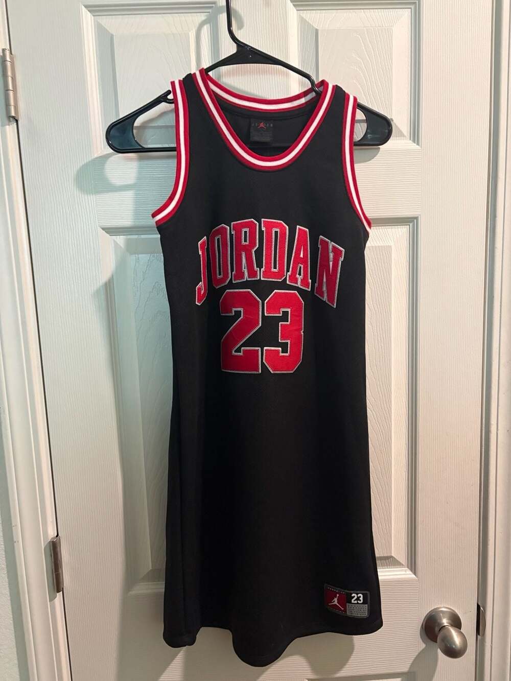 Jordan Girls 23 Basketball Jersey Tank Dress Black Red White Size L (12-13 Years